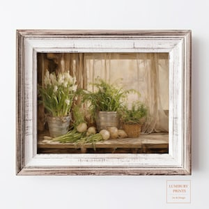 Vintage Bauernhaus Küche Poster - Rustikale Kräuterwandkunst, Botanische Gartendekoration, Cottagecore Esszimmer Poster, Landhaus Geschenk zum Verlieben