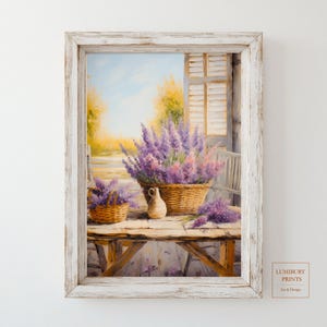 Lavender Wall Art, French Country Decor, Provence Floral Print, Rustic Floral Artwork, Vintage Lavender Still Life, Digital Download