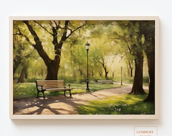 Vintage Landscape Wall Art, Peaceful Nature Path Print, Rustic Tree Lined Walkway Poster, Spring Park Scene Decor, Digital Download Artwork