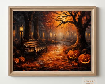 Vintage Halloween Print, Pumpkin Wall Art, Jack O Lantern Print, Halloween Wall Art, Rustic Fall Decor, Spooky Home Decor, Instant Download