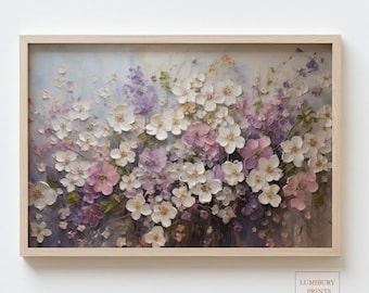 Vintage Wildflower Print, Light Purple Floral Art, Botanical Poster, Printable Wall Art, Cottagecore Decor, Nature Art, Digital Download