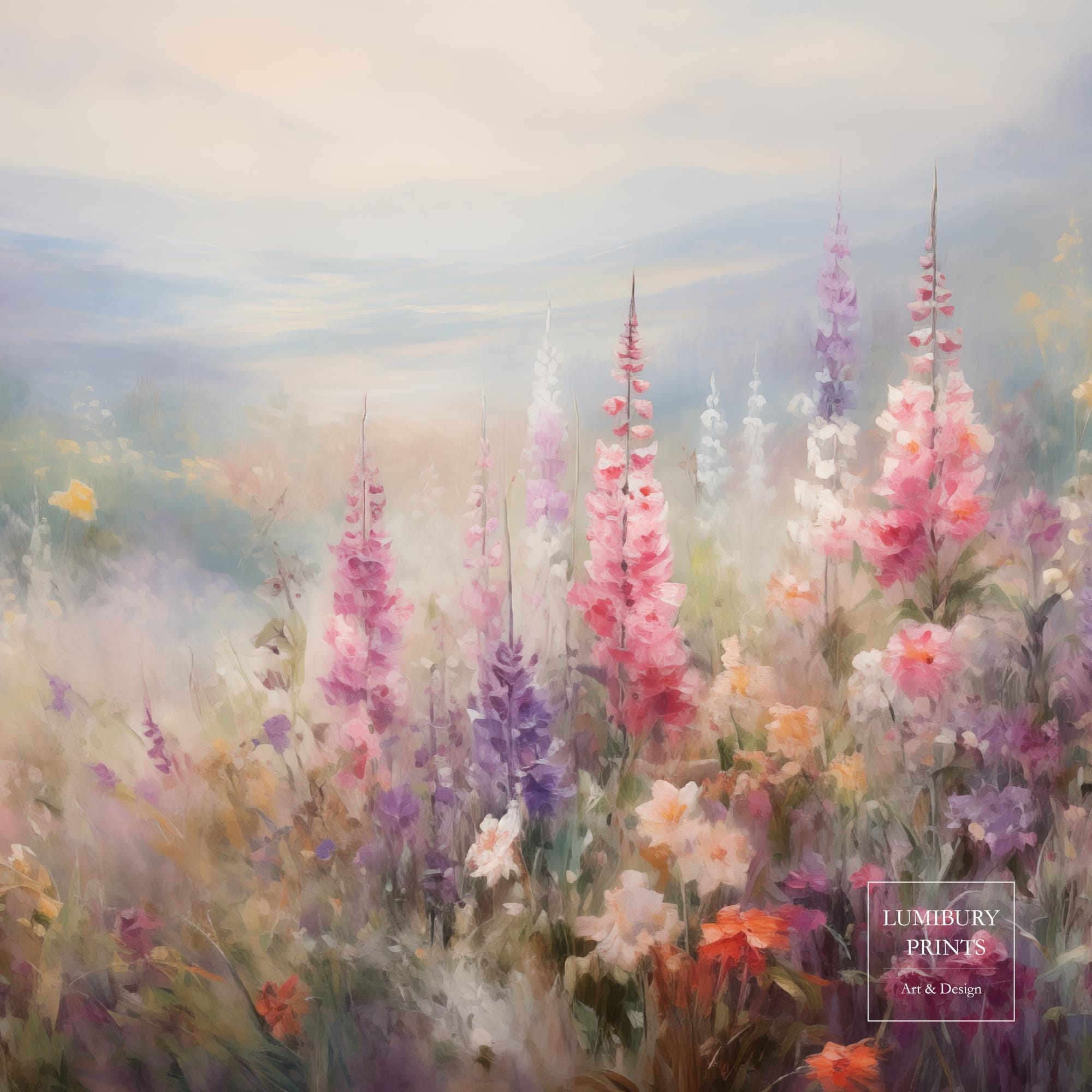 Vintage Meadow Print, Flower Field Wall Art, Spring Wildflower Poster ...