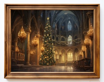 Christmas Home Decor, Cathedral Christmas Tree, Seasonal Wall Decor, Christmas Tree Wall Art, Digital Download