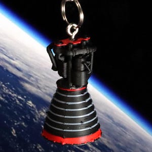 NASA's RS-25 Rocket Engine 3D Printed Keychain with Swivel Lanyard Hook