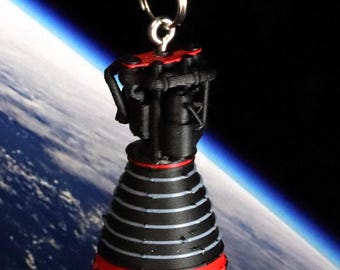 NASA's RS-25 Rocket Engine 3D Printed Keychain with Swivel Lanyard Hook