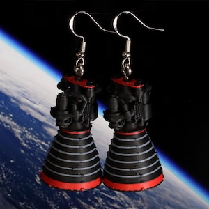 NASA's RS-25 Rocket Engine 3D Printed Dangle Earrings