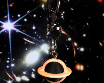 Glow in the Dark Black Hole 3D Printed Keychain with Swivel Lanyard Hook