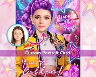 Rumi K-Pop Demon Hunters Inspired Portrait Card | Custom Face Swap Photo | Any Occasion Greeting Card