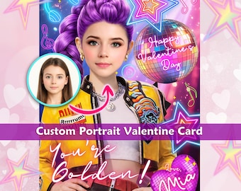 Rumi K-Pop Personalized Valentine Card | Custom Face Swap Photo | Kpop Demon Hunters, Classroom
