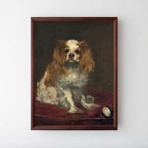 Klassische Malerei Kunstdruck | Vintage Hund Tierkunst | König Charles Spaniel | Edouard Manet Wand Kunst Dekor | Museumsqualität | Direkt Lieferung