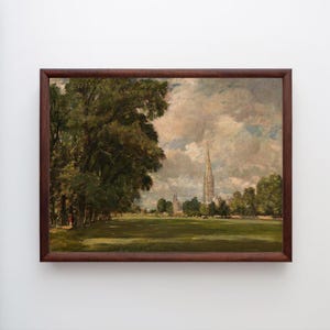Classic Painting Art Print | British Landscape Church | Salisbury Cathedral | John Constable Wall Decor | Museum Quality | Direct Delivery