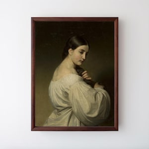 Historic Fine Art Print | Portrait of Young Woman | Romantic Realism | Classical Woman | Friedrich Amerling | Museum Quality Wall Art Decor