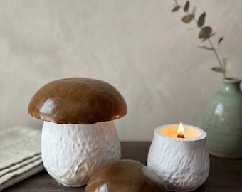 Mushroom Jar Candle – Woodland Decor, Cozy Home Gift, Whimsical Candle Art