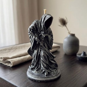 Death Beeswax Candle | Grim Reaper Statue  | Ritual & Altar Decor | Handmade Horror Gift