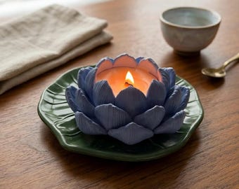kaars lotusbloem 6-inch pot met houten lont | Meditatie- en yogadecor | Cadeau voor haar
