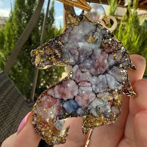 Unicorn Ornament, Handmade Resin Geode Christmas Tree Decoration, Magical Holiday Gift, Home Decor