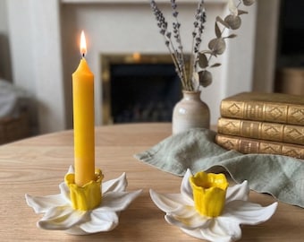Handmade Daffodil Flower Candle Holder, Spring Floral Decor, Tealight Holder, Gift for Her