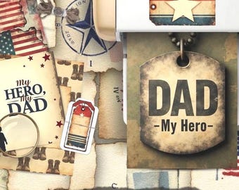 Páginas de diario de recuerdos de un padre militar patriótico: Recuerdos de héroes estadounidenses, veteranos, soldados (Descarga digital)