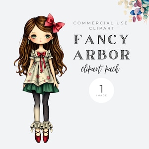 Fantaisie fille avec des volants, clipart, vintage, ferme, imprimable, usage commercial PNG, scrapbooking nostalgique, Junk Journal, livre, conception de cartes