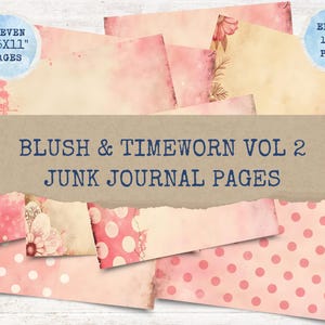 Rosa Junk Journal, 11 Seiten, shabby chic Seiten, bedruckbare Seiten, Chic Digital Kit, 12x12 + 8.5x11 Größen, 300 DPI, Instant Down