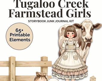 Kit de diario creativo Tugaloo Creek Farmstead Girls, efímeros vintage, páginas estilo shabby chic (descarga digital)