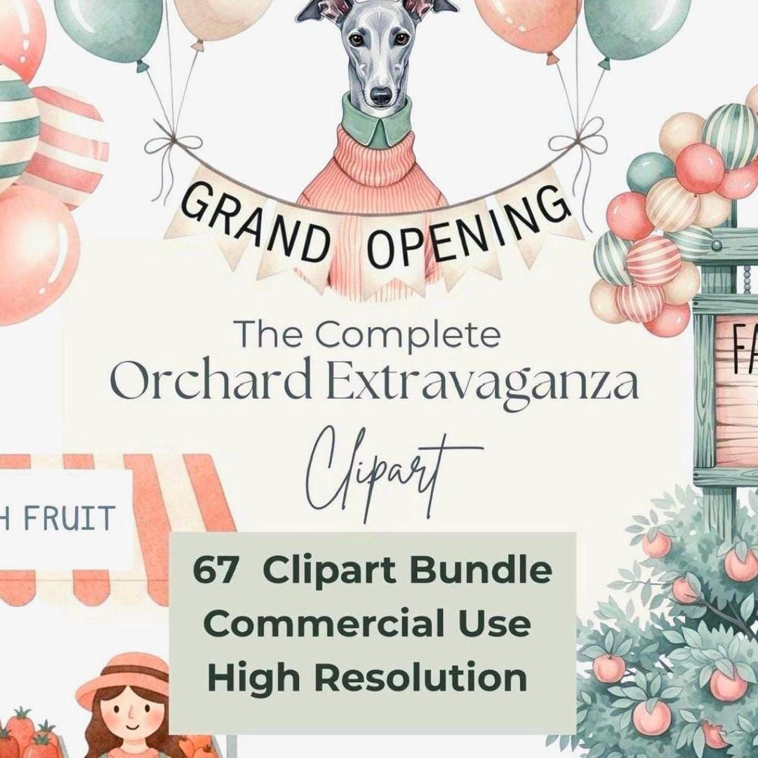 Watercolor Peach Orchard Clipart Bundle, Farmhouse Graphics (PNG ...