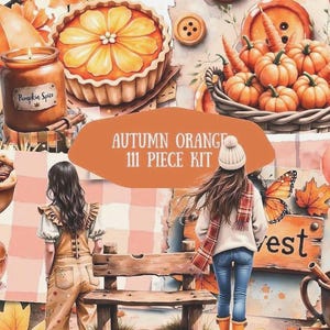 Autumn| Fall|, Thanksgiving| 111 Orange Printable Variety Pack | Fussy Cuts, Backgrounds, Clipart & Ephemera for Crafts, Scrapbooking