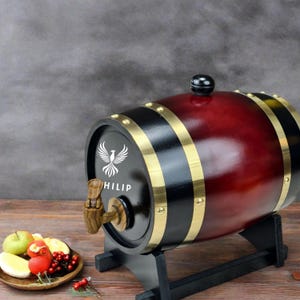 Personalized Engraved Whiskey Barrel, Custom Mini Barrel for Whiskey and Wine, Rustic Home Bar Gift, Unique Gift for Him, Keepsake Barrel