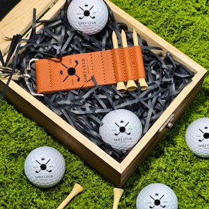 Personalized Golf Gift Set, Custom Golf Tag and Tees, Engraved Golf Accessories, Wood Box Gift for Him, Golf Balls Set for Avid Golf Lovers