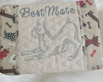 Posavasos con diseño de perro "Mejor Compañero" / Posavasos bordado con diseño de perro / Regalo acolchado para amantes de los perros / Alfombra adorable para amantes de las mascotas