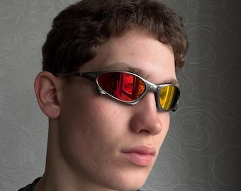 Okulary przeciwsłoneczne Oakley Penny X Metal, szaro-czerwone, polaryzacyjne, Iridium, minutowe, vintage, Y2K, USA, Prizm P, myśliwskie, wędkarskie, podróżne, Gorpcore, lata 2000.