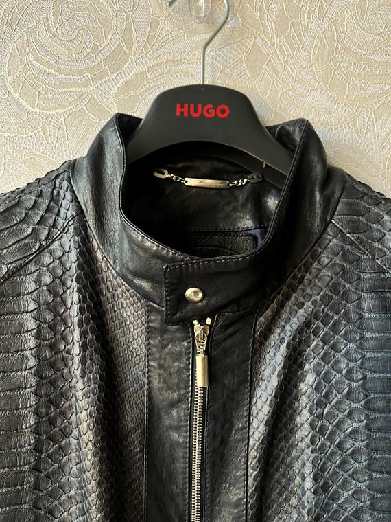 Real Python Leather Made in Italy Jacket Navy Blu… - image 4