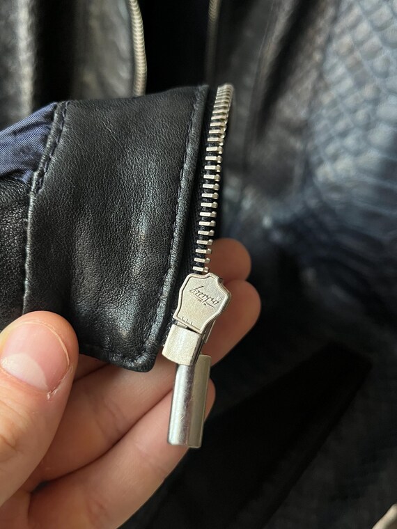 Real Python Leather Made in Italy Jacket Navy Blu… - image 12