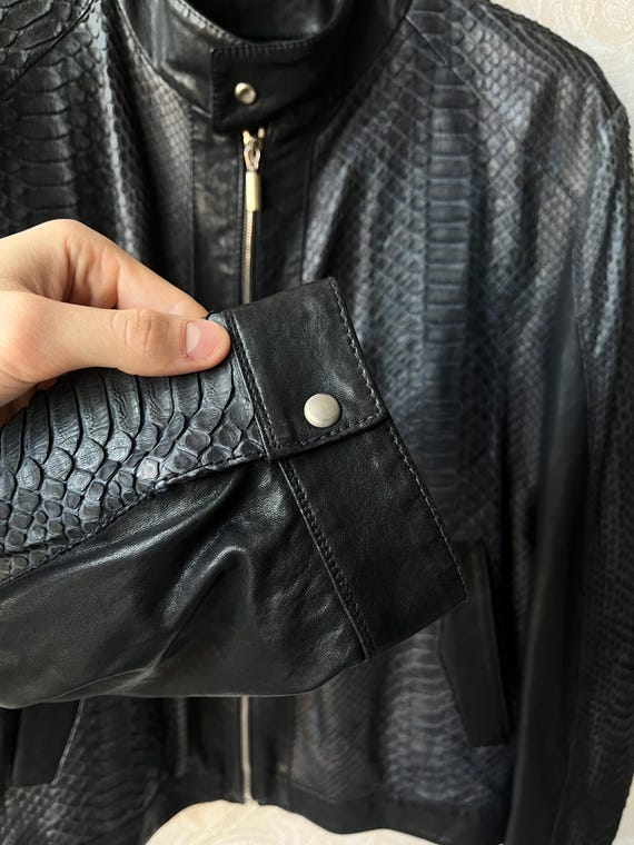 Real Python Leather Made in Italy Jacket Navy Blu… - image 6