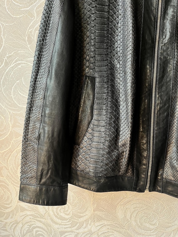 Real Python Leather Made in Italy Jacket Navy Blu… - image 5