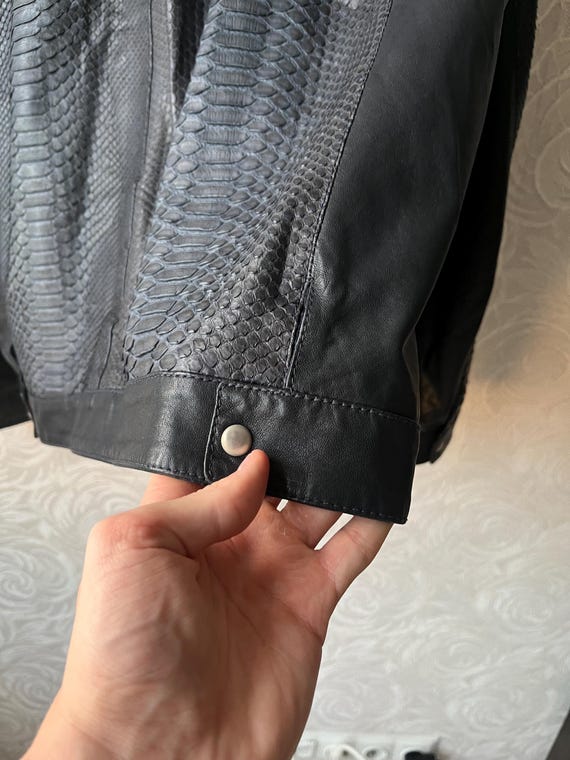 Real Python Leather Made in Italy Jacket Navy Blu… - image 11