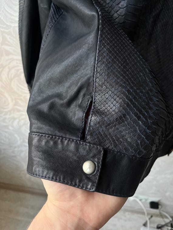Real Python Leather Made in Italy Jacket Navy Blu… - image 10