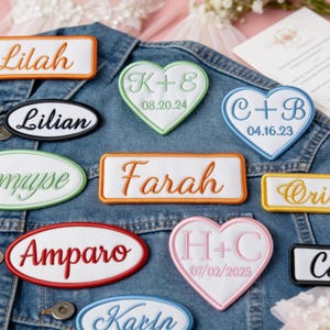 Personalized Name /Logo Embroidered Iron On Name Tag, iron on Patch Applique for Clothes Hats Backpack, uniform name patch
