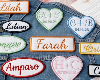 Etiqueta termoadhesiva personalizada con nombre/logotipo bordado, parche termoadhesivo para ropa, sombreros y mochilas, parche para uniformes.
