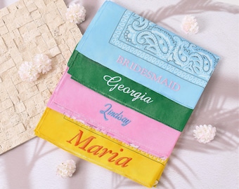 Personalized Embroidered Bandana, Nashville Custom Party Favors, Custom Paisley Bandana with Chain Stitch, Bridesmaid Gift, Pet Dog Scarf
