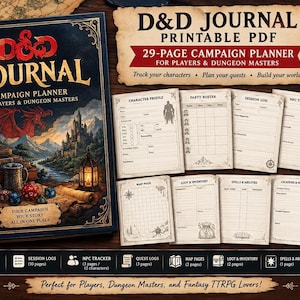 Dnd Journal, 29-Page Campaign Planner PDF for Players and Dungeon Masters