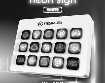 Stream Deck Icons | Neon Sign GiF - White | Animated Icons | Streaming Assets | Elgato | Twitch | Youtube | Productivity