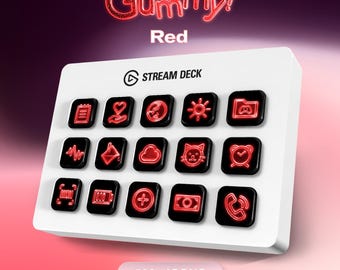Stream Deck Icons | Gummy! - Red | Streaming Assets | Elgato | Twitch | Youtube | Productivity | OBS