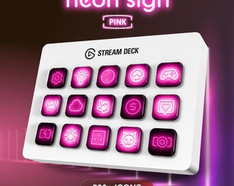 Íconos de Stream Deck / GIF de neón - Rosa / Íconos animados / Recursos de streaming / Elgato / Twitch / YouTube / Productividad