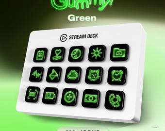 Stream Deck Icons | Gummy! - Green | Streaming Assets | Elgato | Twitch | Youtube | Productivity | OBS