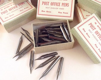 One (1) Vintage Unopened Box of Ink Pen Nibs M Meyers England No. 1896 F - Fine Point Post Office Pens Art School Calligraphy Tools Supplies