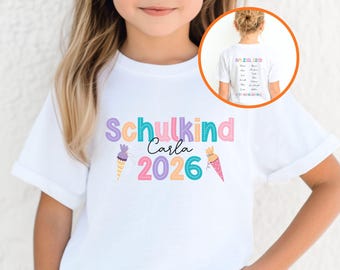 Schulkind Shirt 2026 Personalisiert, Einschulung Geschenke, Schulanfang T-shirt, Schulkinder Geschenk