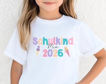 Schulkind Shirt 2026 Personalisiert Einschulung Geschenke Schulanfang T-shirt Schulkinder 2026 Kinder-Geschenk Vorschuler