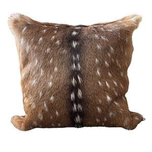 Axis Deer Skin Pillow Cover # 2 (size 18X18&quot;) - Real Chital Deer Hide Pillow Case