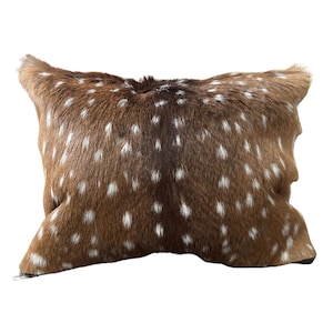 Axis Deer Skin Pillow Cover # 7 (size 16X12&quot;) - Real Chital Deer Hide Pillow Case Dad Gift Deer Pillow Cover Man Cave Gift